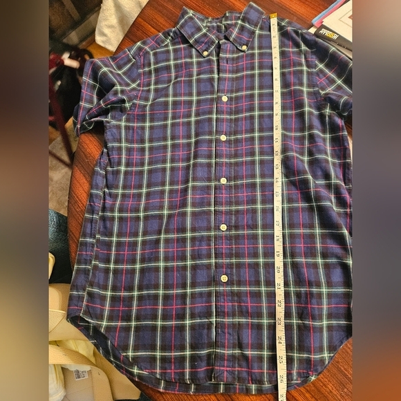Ralph Lauren Boy Tartan Plaid Button Down Long Sleeve Shirt Navy L (14-16) - Picture 9 of 11